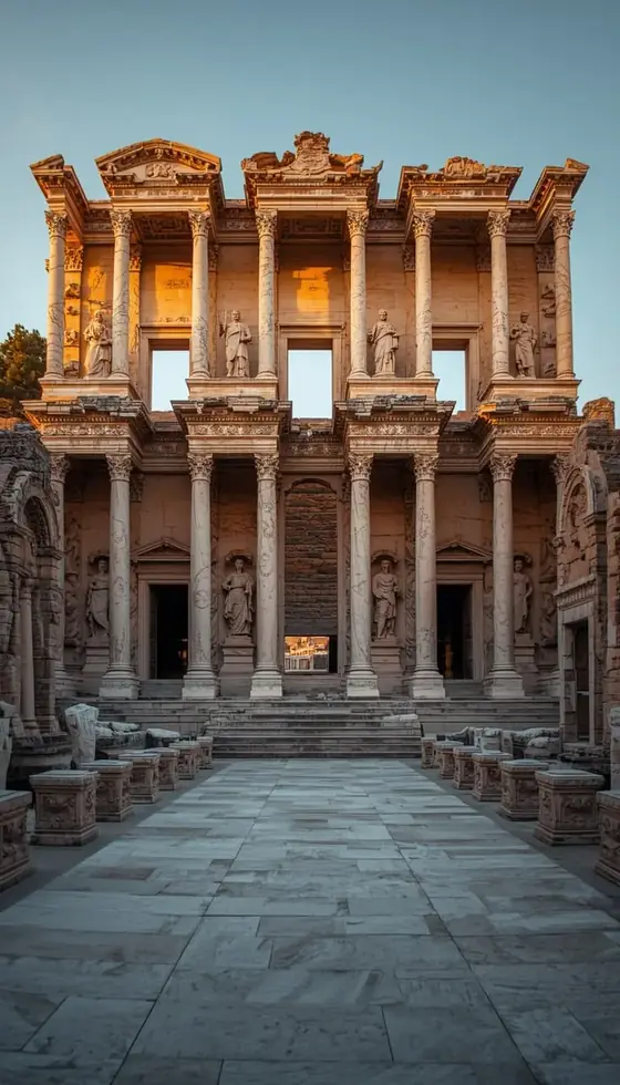 Efes Antik Kenti'nde Celsus Kütüphanesi'nin cephesi